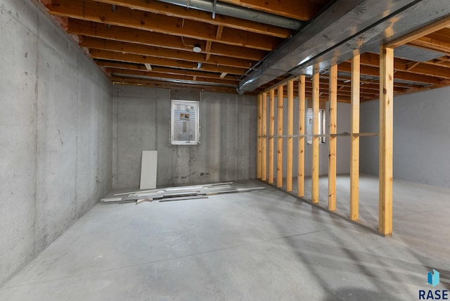 view of unfinished basement