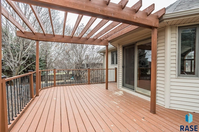 wooden terrace featuring a pergola