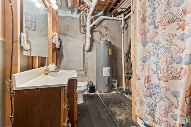 interior space featuring electric water heater and a sink