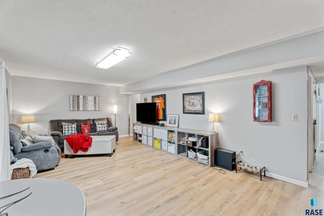 1200 Crestview Dr, Vermillion, SD 57069 - living area featuring wood finished floors, a textured ceiling, and baseboards