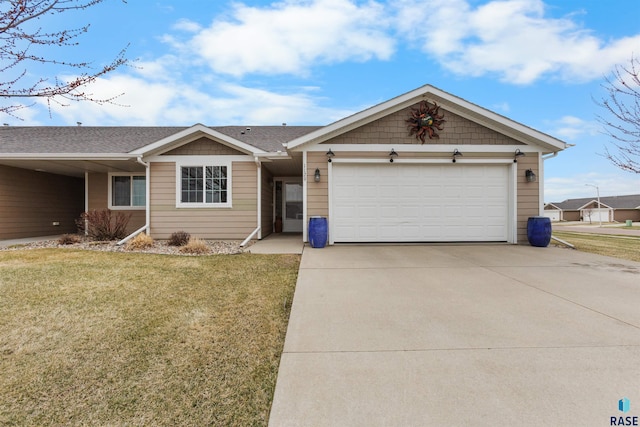 1129 N Springfield Pl, Sioux Falls, SD 57107 - ranch-style house with an attached garage, a front yard, and concrete driveway