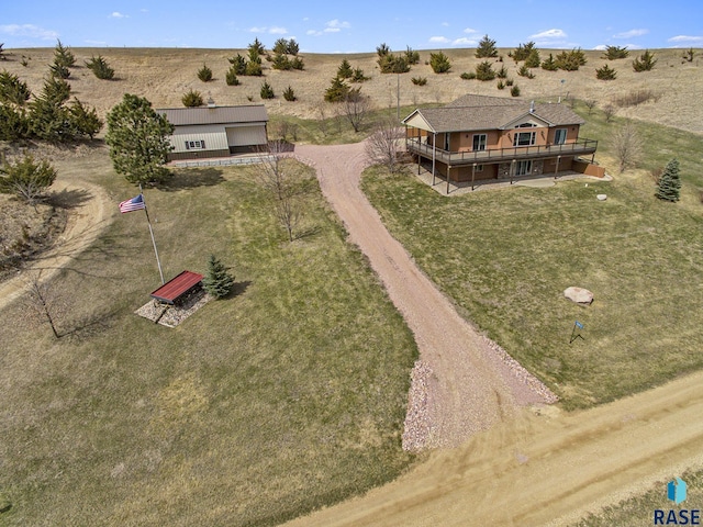 drone / aerial view with a rural view