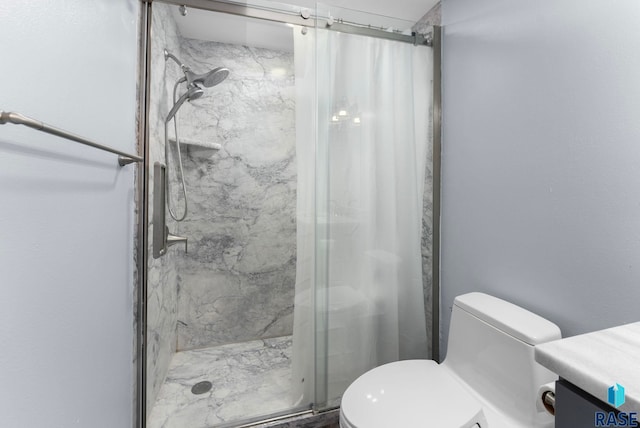 3325 E Manor Cir, Sioux Falls, SD 57103 - full bath with toilet, a marble finish shower, and vanity