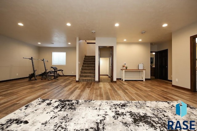 105 N Nora St, Viborg, SD 57070 - exercise area with recessed lighting, baseboards, and wood finished floors