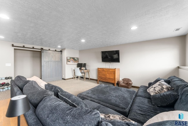 5320 S Solono Ave, Sioux Falls, SD 57108 - living room with baseboards, recessed lighting, carpet, and a barn door