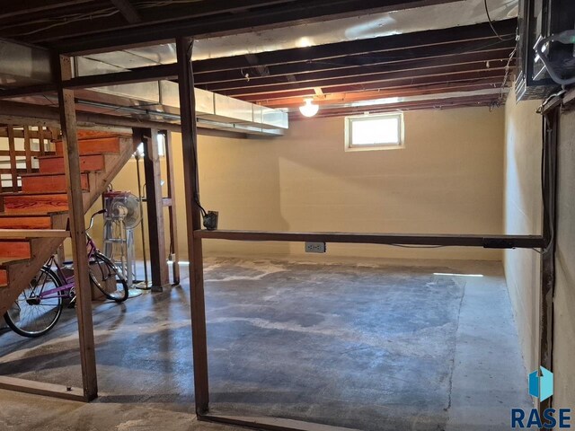 basement with stairs
