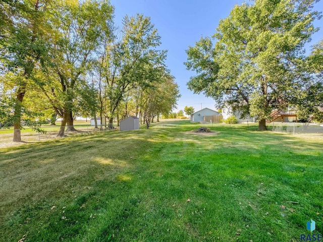 47205 94th St, Sioux Falls, SD 57108 - view of yard with fence, an outbuilding, and a storage unit