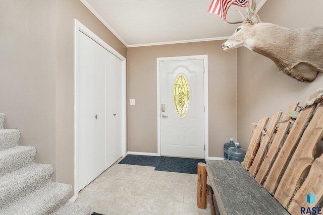 47205 94th St, Sioux Falls, SD 57108 - foyer featuring stairway and ornamental molding
