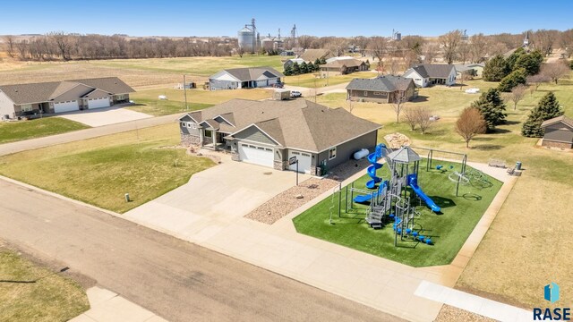 drone / aerial view with a residential view