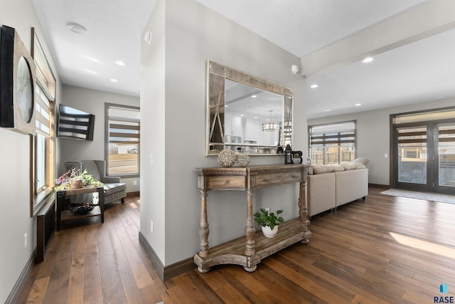 912 Torrey Pine Ln, Sioux Falls, SD 57110 - hall with baseboards, recessed lighting, and wood-type flooring