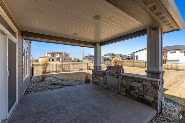 912 Torrey Pine Ln, Sioux Falls, SD 57110 - view of patio / terrace with a fenced backyard, a grill, a residential view, and area for grilling