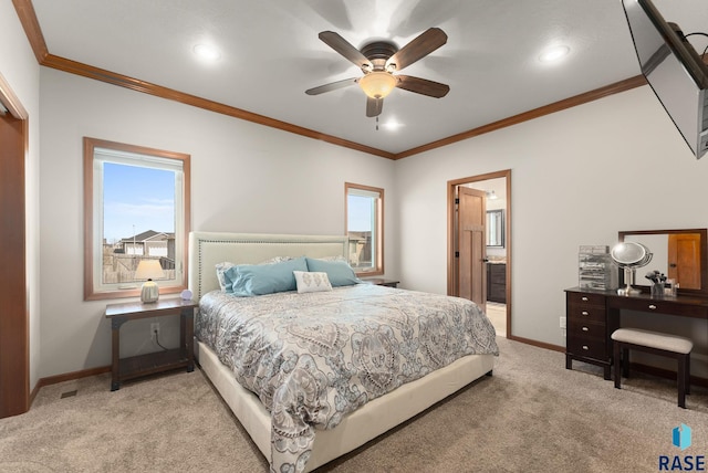 5508 S Sirocco Ave, Sioux Falls, SD 57108 - carpeted bedroom featuring ensuite bathroom, baseboards, recessed lighting, and ornamental molding