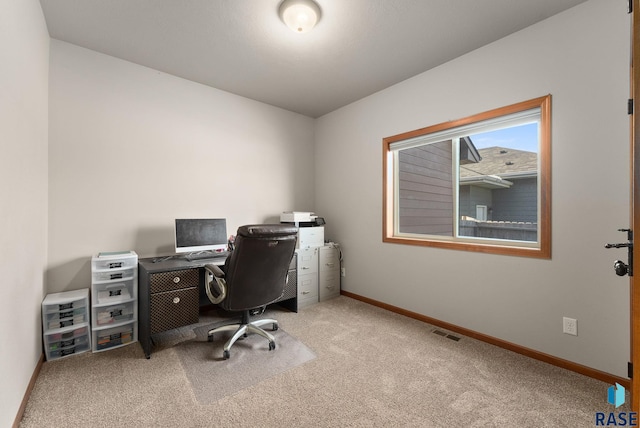 5508 S Sirocco Ave, Sioux Falls, SD 57108 - home office featuring baseboards, visible vents, and carpet flooring