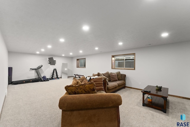 5508 S Sirocco Ave, Sioux Falls, SD 57108 - living area with recessed lighting, carpet floors, and baseboards