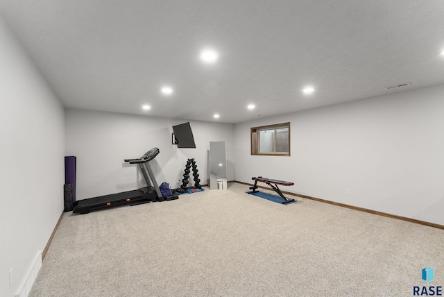 5508 S Sirocco Ave, Sioux Falls, SD 57108 - exercise room featuring baseboards, carpet, and recessed lighting