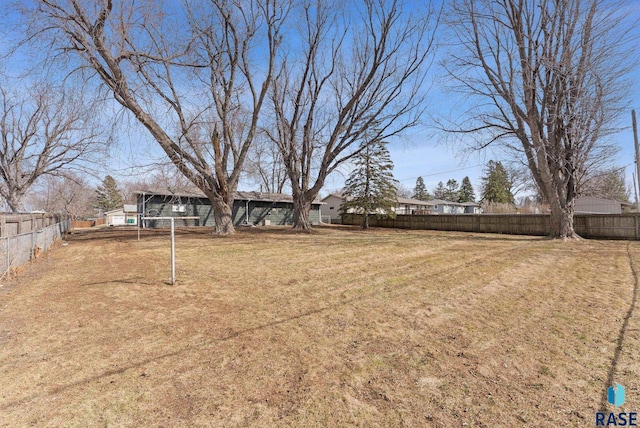 view of yard featuring a fenced backyard