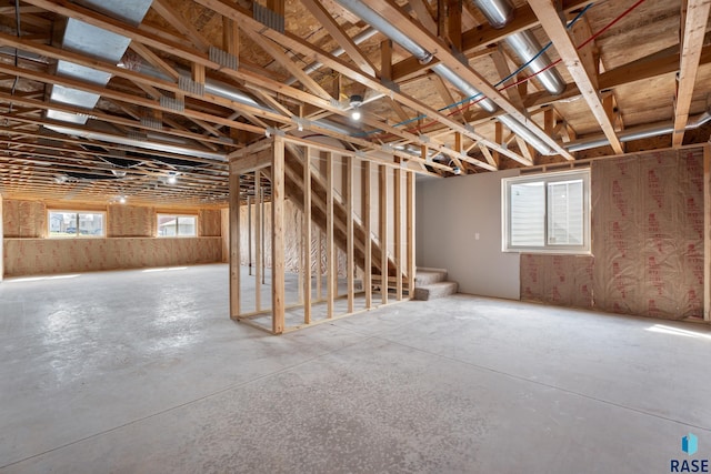 below grade area featuring stairs