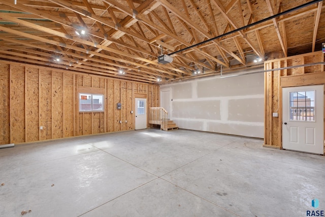 garage with a garage door opener