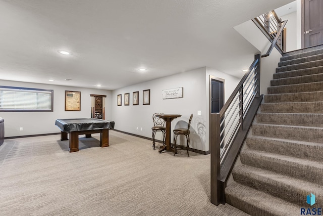 1917 S Firefly Dr, Sioux Falls, SD 57110 - game room featuring billiards, baseboards, recessed lighting, and light carpet