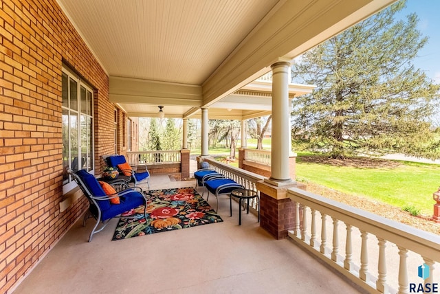 view of patio featuring covered porch
