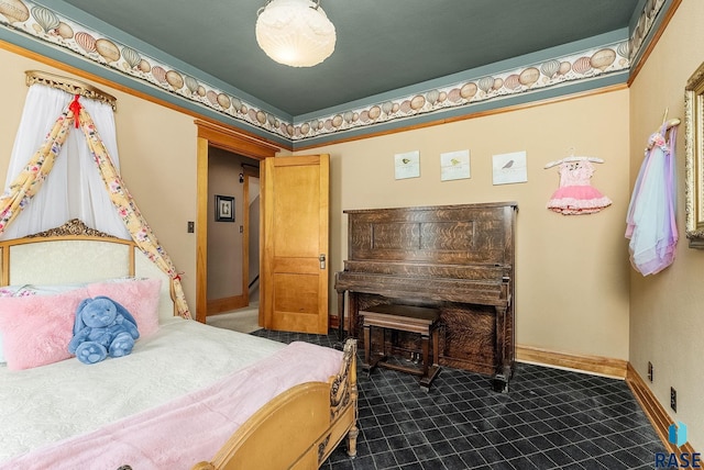carpeted bedroom with baseboards