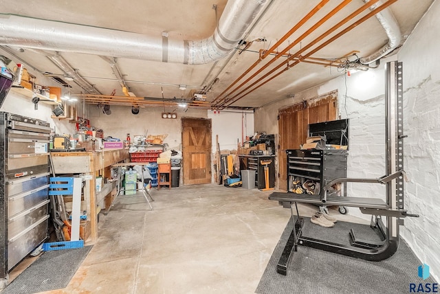 below grade area featuring a workshop area