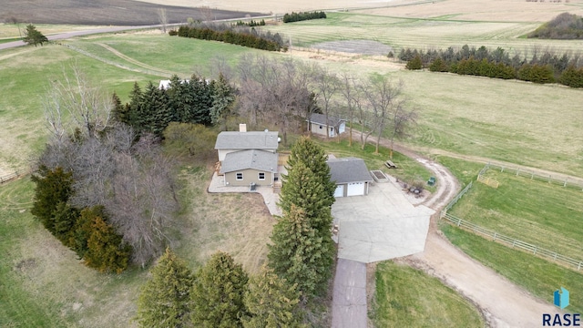 drone / aerial view with a rural view