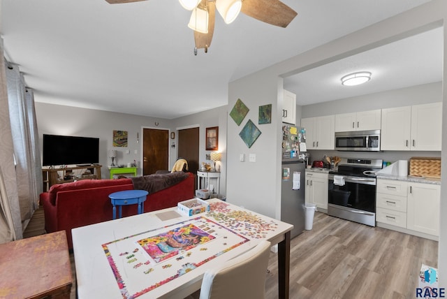 110 N Kimball St, Canton, SD 57013 - dining space featuring a ceiling fan and light wood-type flooring