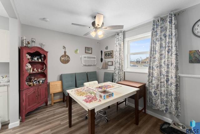 110 N Kimball St, Canton, SD 57013 - dining room with light wood-type flooring, ceiling fan, and a wall mounted air conditioner
