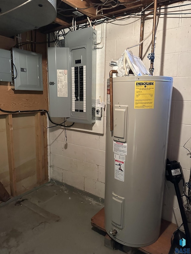 utilities featuring electric panel and electric water heater