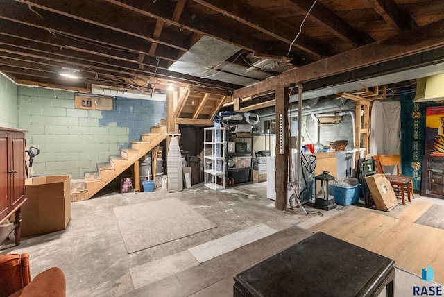 unfinished below grade area with stairway