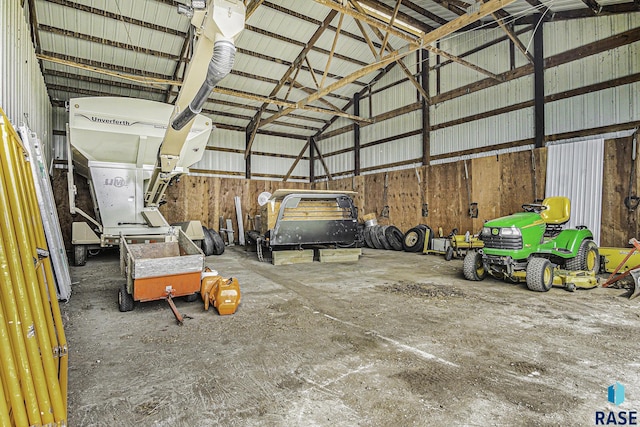 garage featuring metal wall