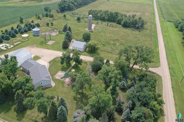 birds eye view of property featuring a rural view