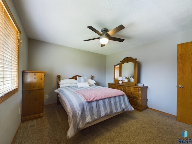 301 W Hackberry St, Brandon, SD 57005 - bedroom with carpet floors, ceiling fan, baseboards, and visible vents