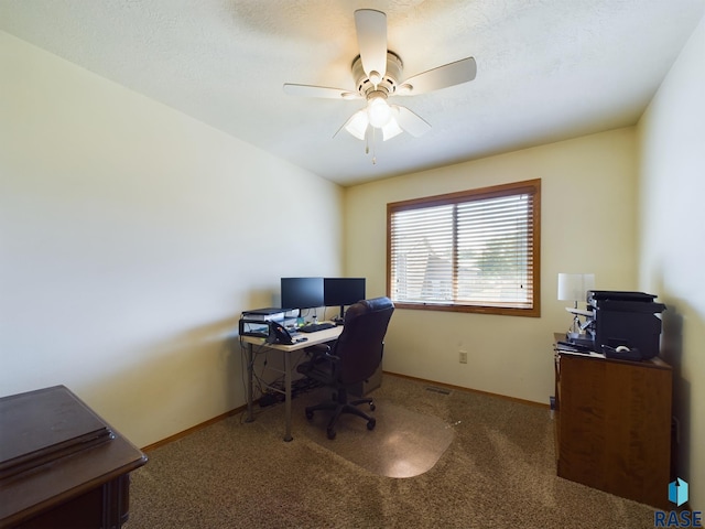 301 W Hackberry St, Brandon, SD 57005 - office area with baseboards, carpet flooring, and ceiling fan
