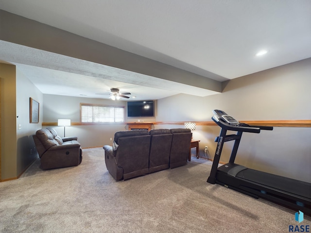 301 W Hackberry St, Brandon, SD 57005 - interior space with carpet floors, recessed lighting, baseboards, and ceiling fan