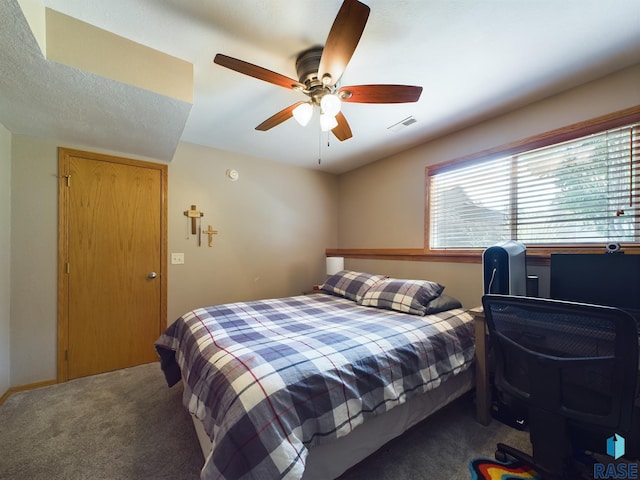 301 W Hackberry St, Brandon, SD 57005 - bedroom with a ceiling fan, visible vents, and carpet