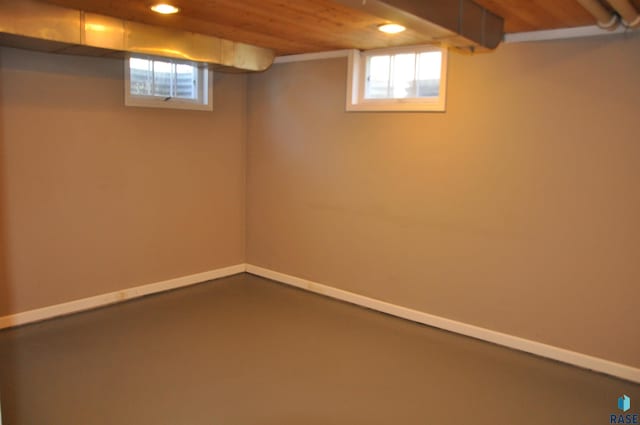 2911 S Norton Ave, Sioux Falls, SD 57105 - below grade area with recessed lighting, baseboards, and wooden ceiling