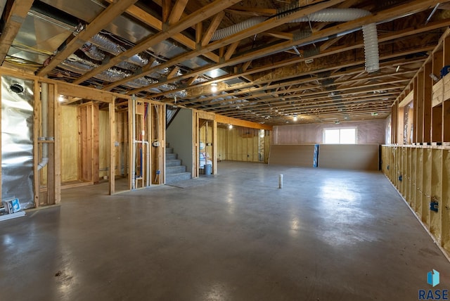 basement with stairs