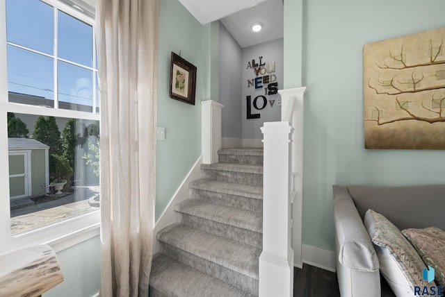 stairs with baseboards