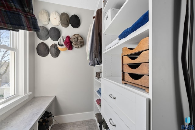 mudroom featuring a healthy amount of sunlight and baseboards