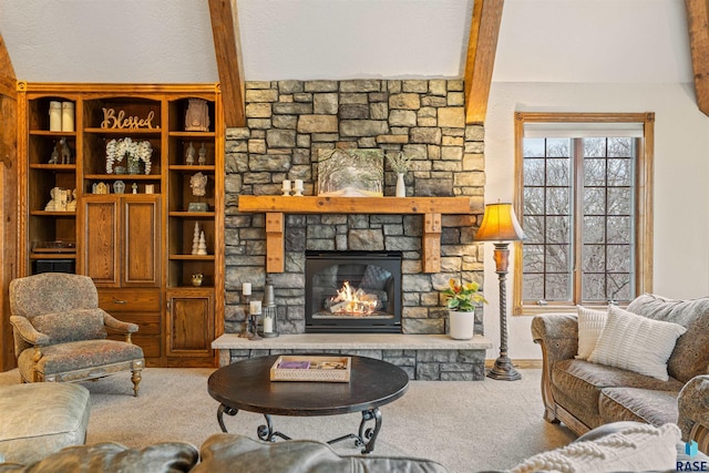 1705 N Deer Hollow Cir, Sioux Falls, SD 57110 - carpeted living room featuring a stone fireplace