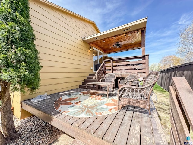 wooden deck with fence and stairs