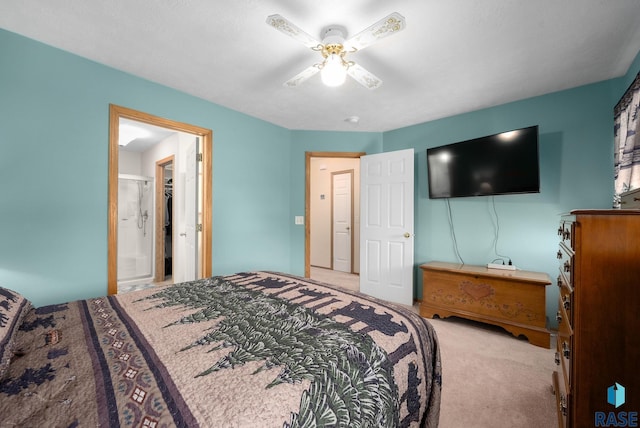bedroom featuring carpet and ceiling fan