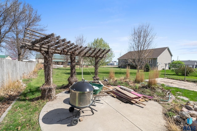 view of patio / terrace with fence and a pergola