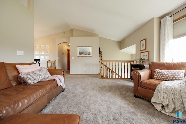 3219 S Grace Ave, Sioux Falls, SD 57103 - carpeted living room with arched walkways and lofted ceiling