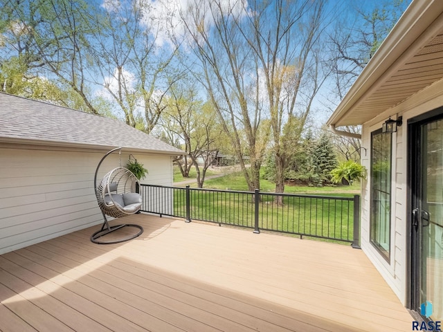 deck with a lawn