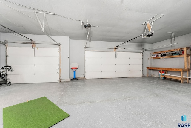 garage with a garage door opener
