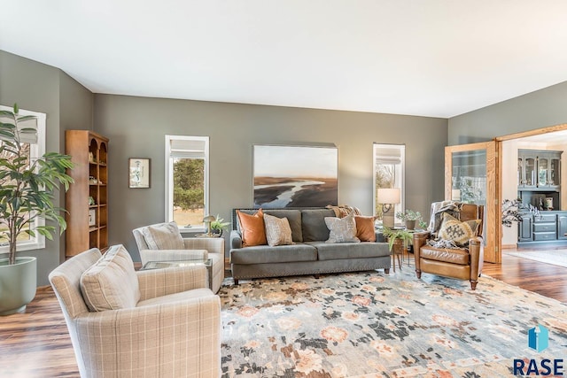 living area with wood finished floors