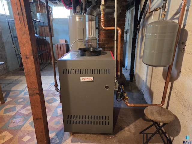 utilities featuring a heating unit and water heater